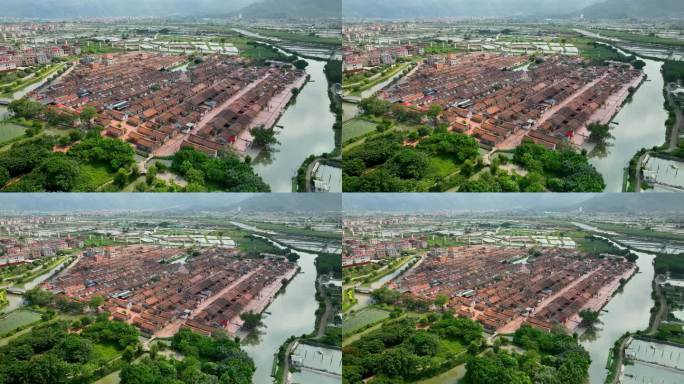 航拍福建漳州龙海埭美古村闽南古厝古民居