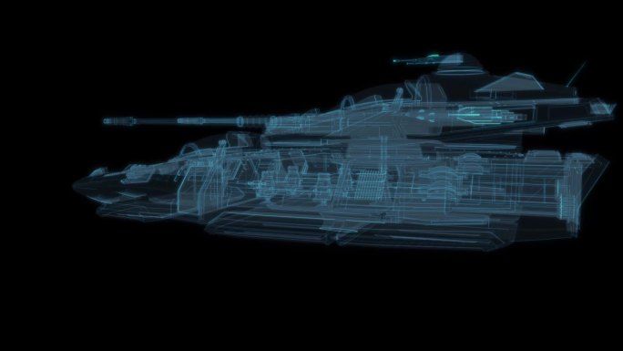 装甲坦克车 军事科幻透明网格线框军队6