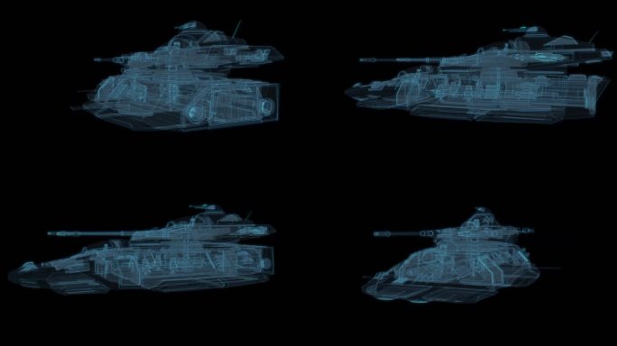 装甲坦克车 军事科幻透明网格线框军队6