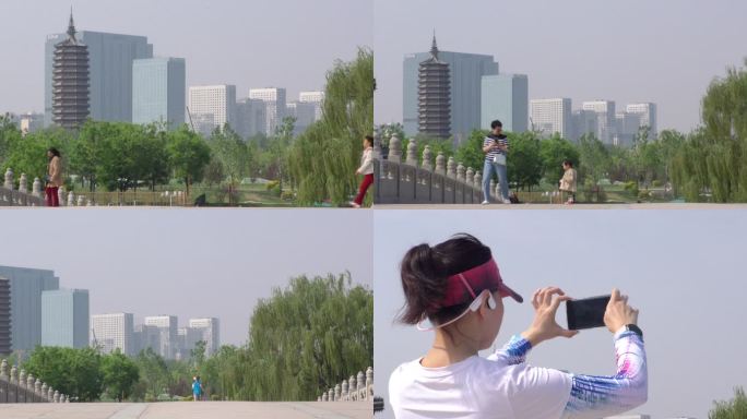 北京通州大运河森林公园通州一日游美女跑步