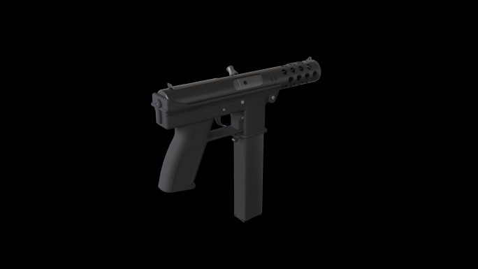 TEC-9冲锋枪三维旋转透明动画