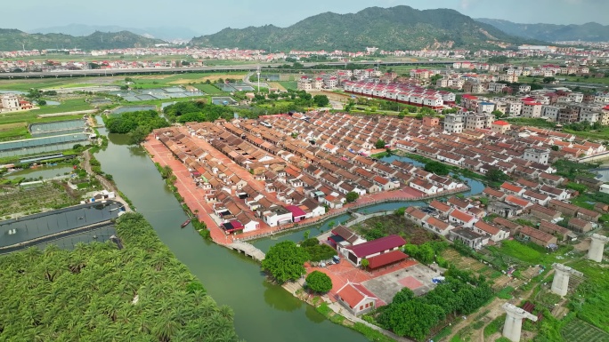 航拍福建漳州龙海埭美古村闽南古厝古民居