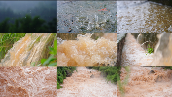 下暴雨山洪洪水涨水