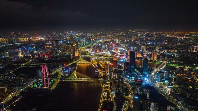 宁波宣传片三江口全景夜景延时