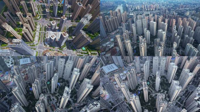 俯拍现代都市高端社区高楼林立
