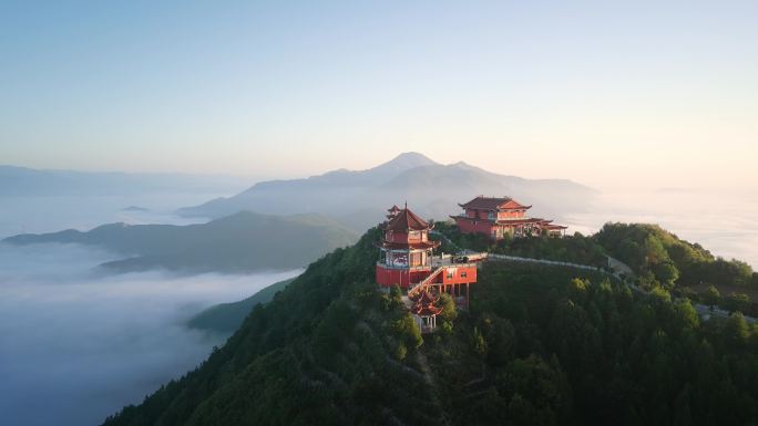 福建福州永泰仙妈殿云海航拍空镜