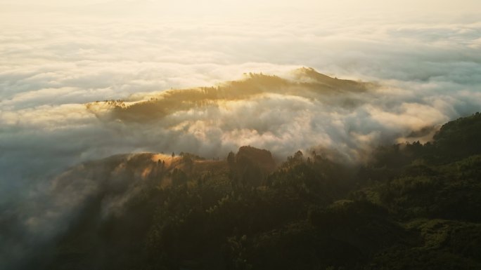 福建福州永泰秋天森林日出航拍空镜