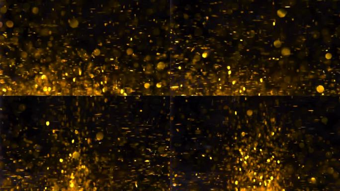 水中金色颗粒粒子黑色背景视觉效果