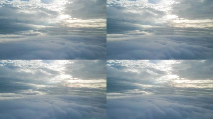 飞机视角重峦叠嶂云层之上自然风光航拍云层