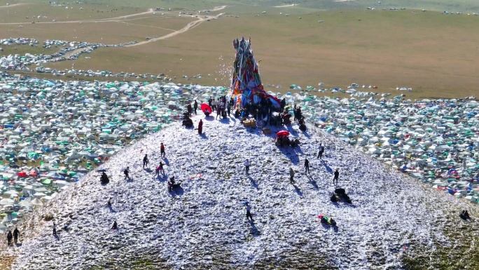 航拍 甘南 合作2023藏族法会帐篷草原