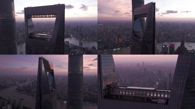 上海陆家嘴 环球金融中心 摩天楼夜晚加班