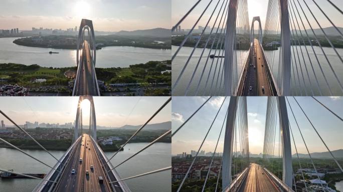 航拍穿越南宁邕江青山大桥