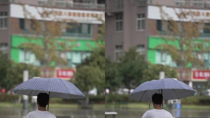 下雨 打伞 花伞 背影 街拍