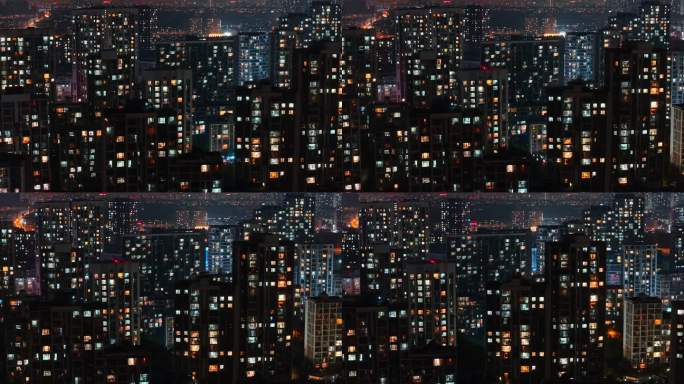 小区居民楼万家灯火夜晚夜景团圆中秋