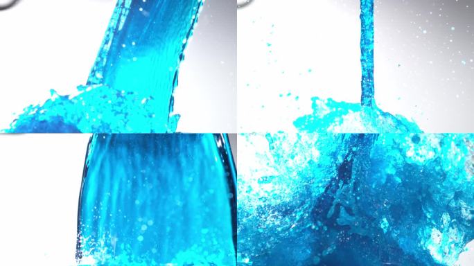 染料水花油漆液体水瀑布蓝色水花水流
