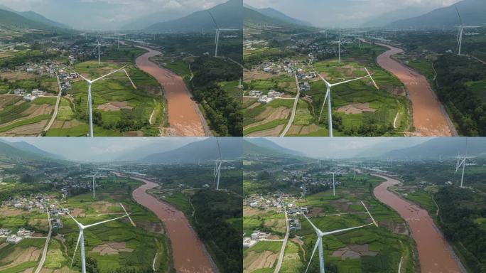 中国电建德昌风力发电场航拍延时摄影4K