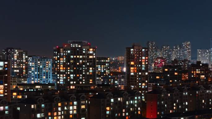 小区居民楼万家灯火夜晚夜景团圆中秋