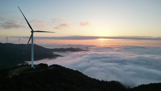 云海日出  风力发电