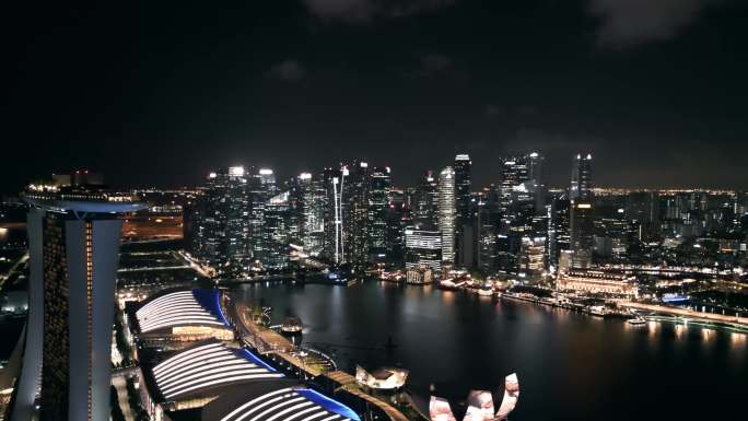 新加坡夜景航拍4k