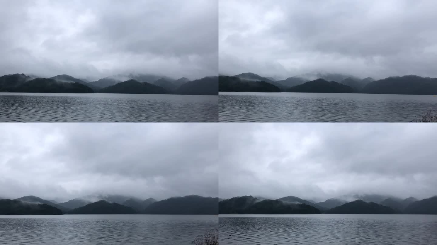 阴雨天的湖泊