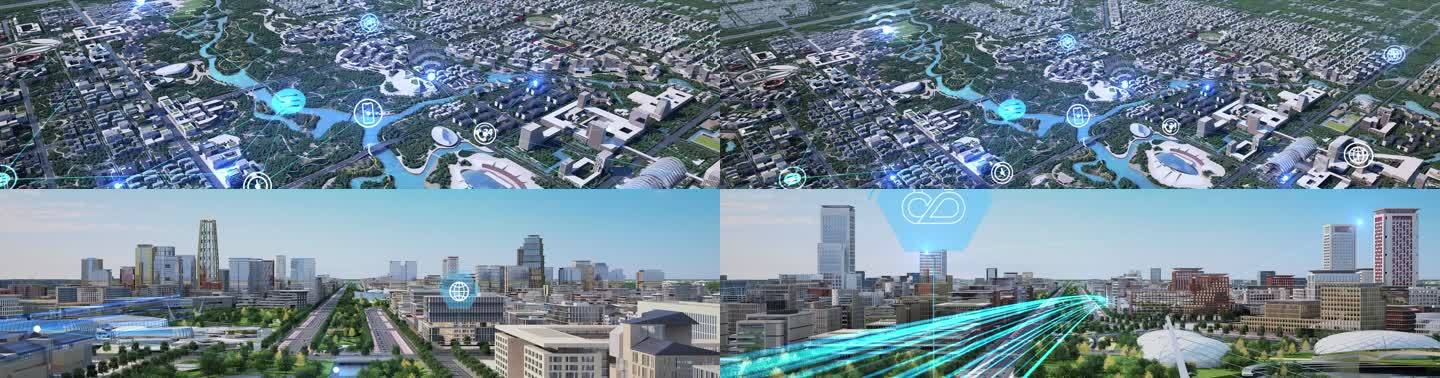 三维科技光线穿梭城市