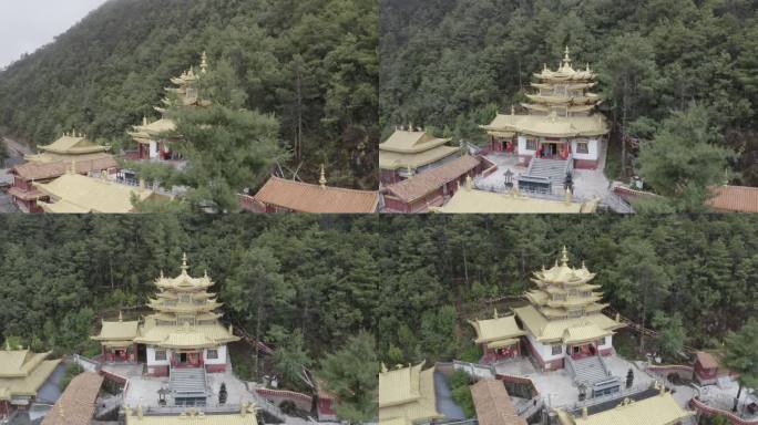 云南丽江文笔文笔峰文峰寺佛教山上寺庙航拍