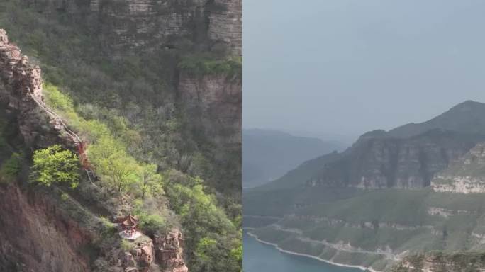 高清竖屏航拍河南山东麓林州市太行山风景