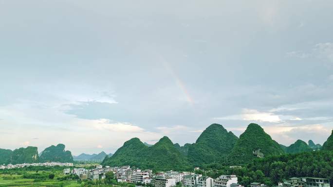 航拍桂林阳朔遇龙河景区彩虹