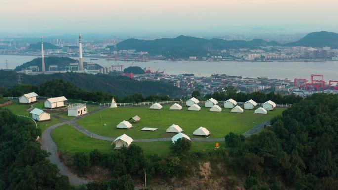 椒江太平山营地 实拍视频 山顶 营地帐篷