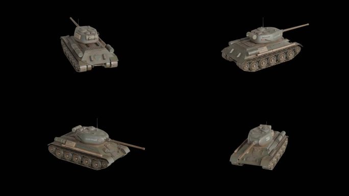 苏联T34/85中型坦克三维旋转透明