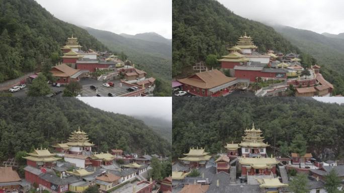 云南丽江文笔文笔峰文峰寺佛教山上寺庙航拍