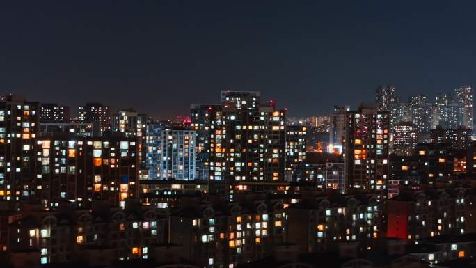 小区居民楼万家灯火夜晚夜景团圆中秋