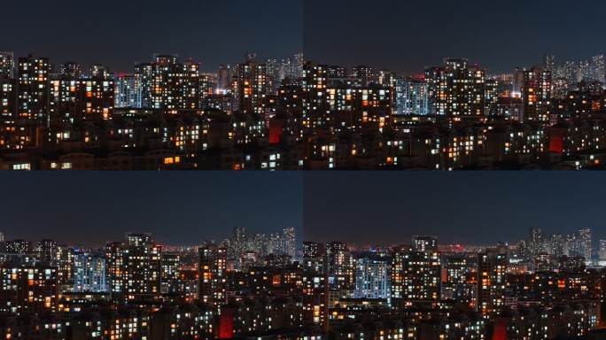 小区居民楼万家灯火夜晚夜景团圆中秋