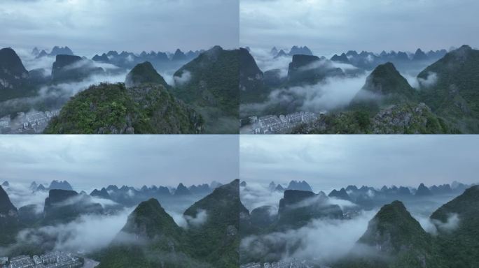 山峦叠嶂 云雾仙气 清晨 中国山水水墨画
