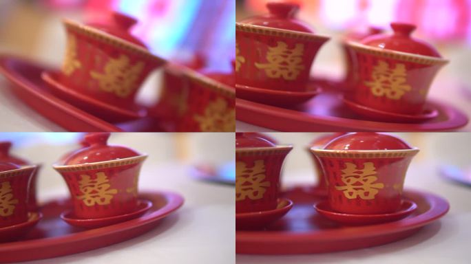 结婚庆敬茶杯喜杯喜碗红碗中式茶具