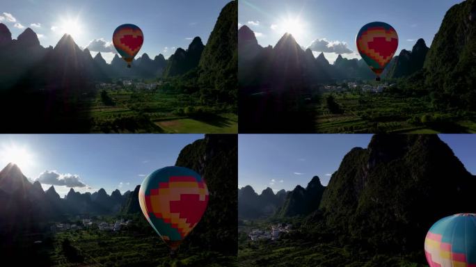 阳朔十里画廊的热气球