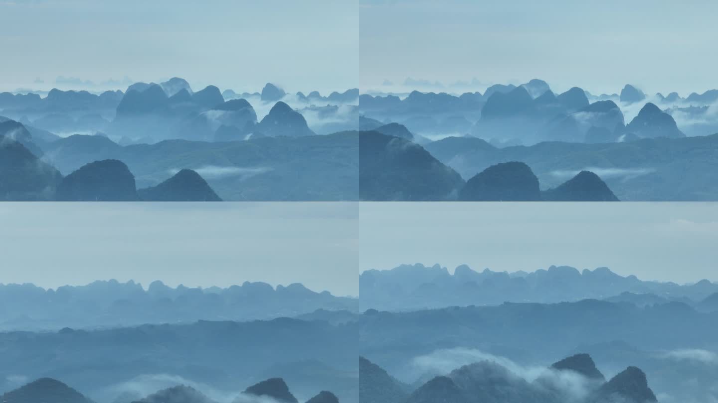 山峦叠嶂 云雾仙气 清晨 中国山水水墨画
