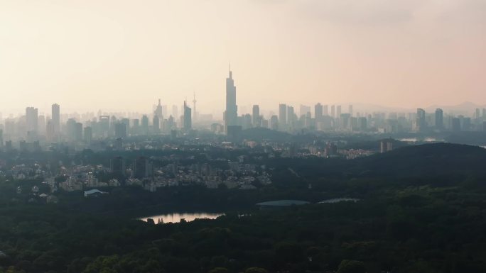 南京玄武钟山风景区中山陵紫峰大厦航拍4K