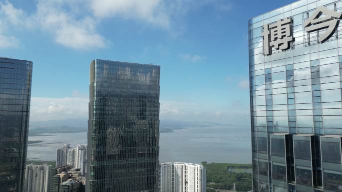 博今大厦大楼深圳福田中洲湾航拍4K都市
