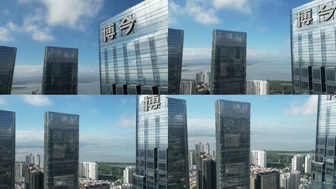 博今大厦大楼深圳福田中洲湾航拍4K都市