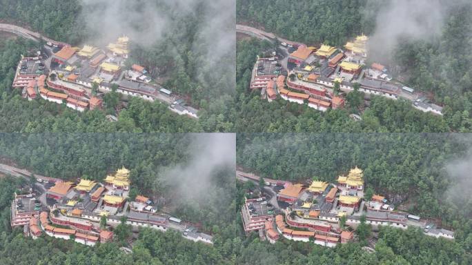 云南丽江文笔文笔峰文峰寺佛教山上寺庙航拍