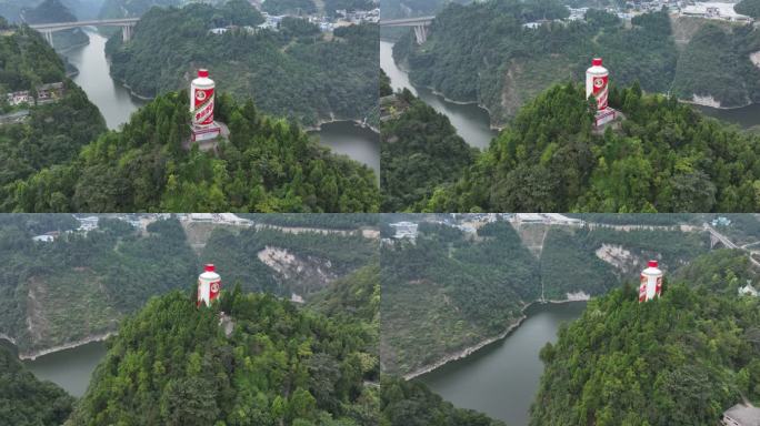 航拍贵州天下第一瓶全貌