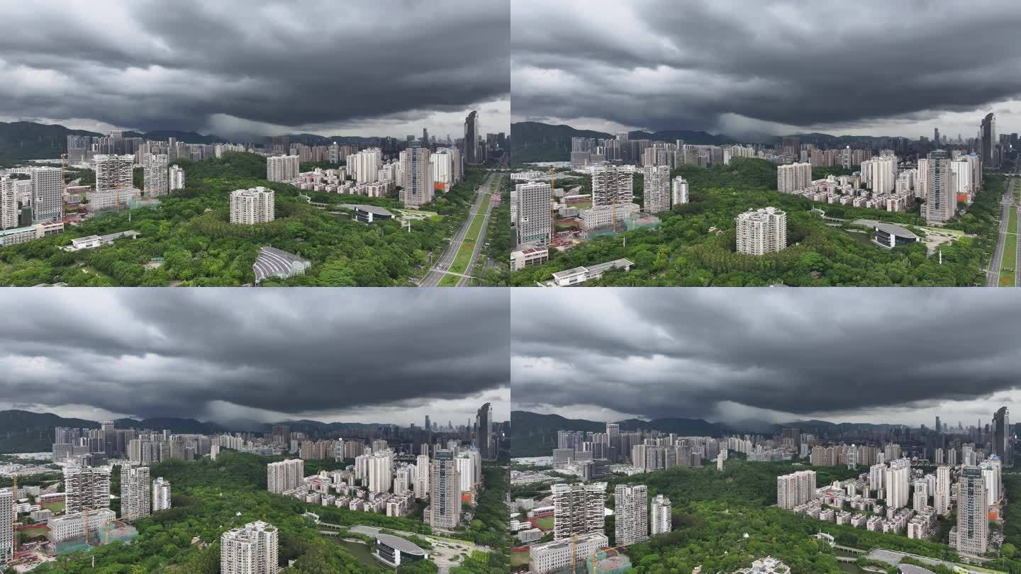 深圳福田区极端暴雨天气航拍