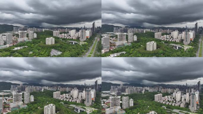 深圳福田区极端暴雨天气航拍