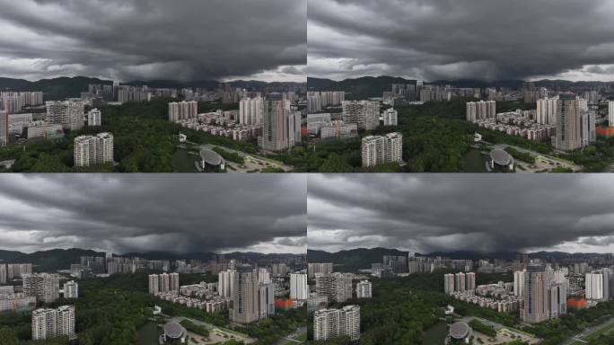 深圳福田区极端暴雨天气航拍