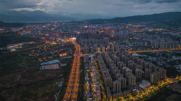 凉山州西昌城市夜景航拍延时摄影4K