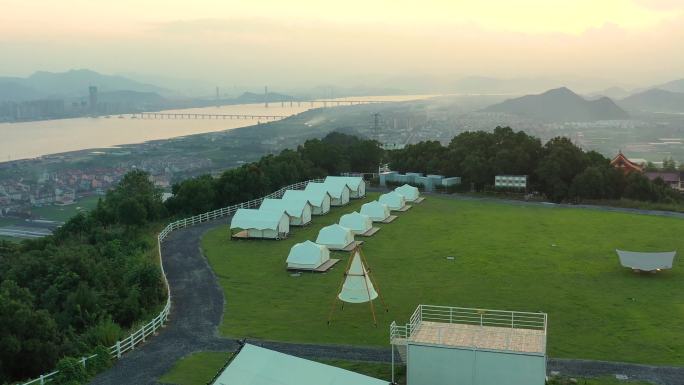 椒江太平山营地 看日出日落山顶 营地帐篷