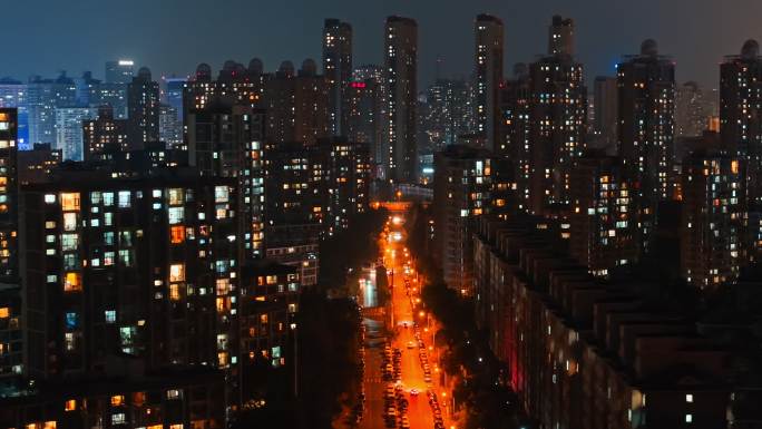 小区居民楼万家灯火夜晚夜景团圆中秋