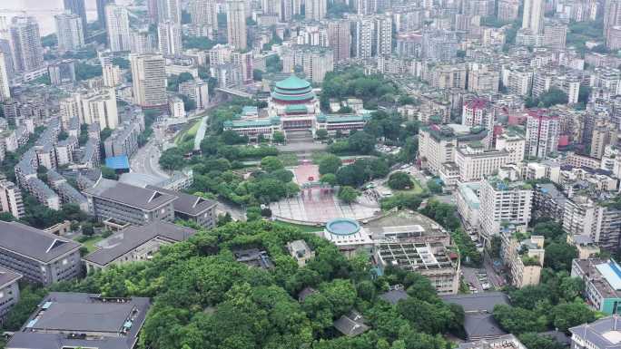 重庆大礼堂及其夜景航拍素材1