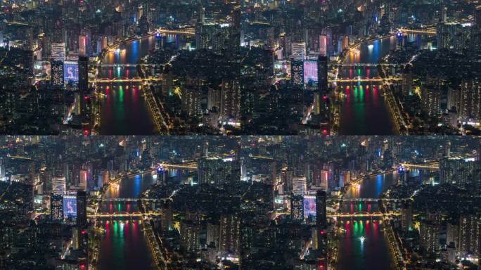【商用4K】航拍广州珠江夜游海珠广场夜景